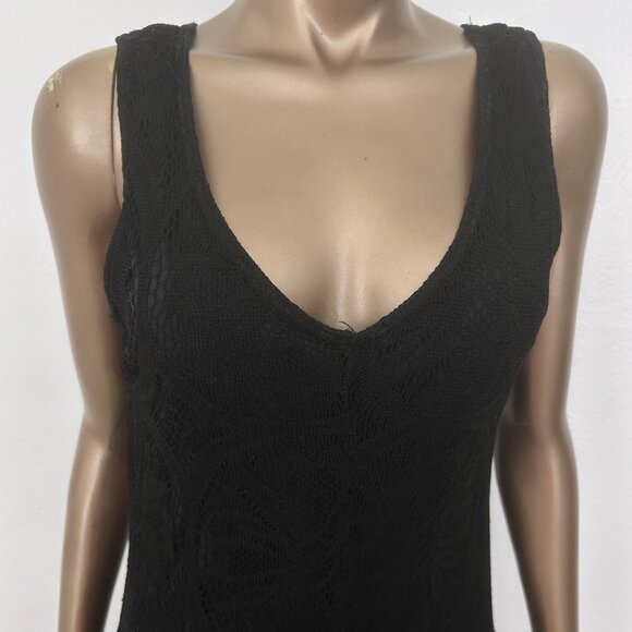 Vtg Harlow Mesh Lace Cocktail Dress Sz 12 Black Fringed Gatsby Party Goth Whimsy - Picture 4 of 10